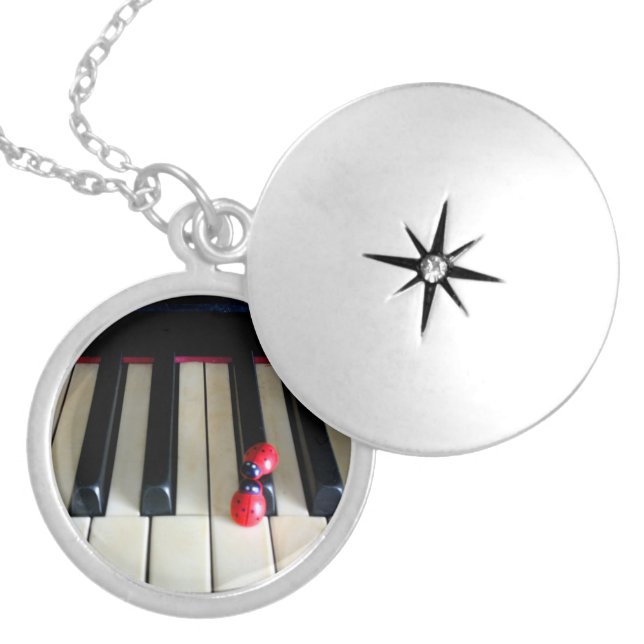 Piano - Nostalgia Silver Plated Round Locket Necklace (Front)