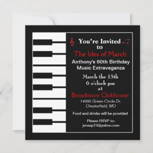 Piano note invitation card