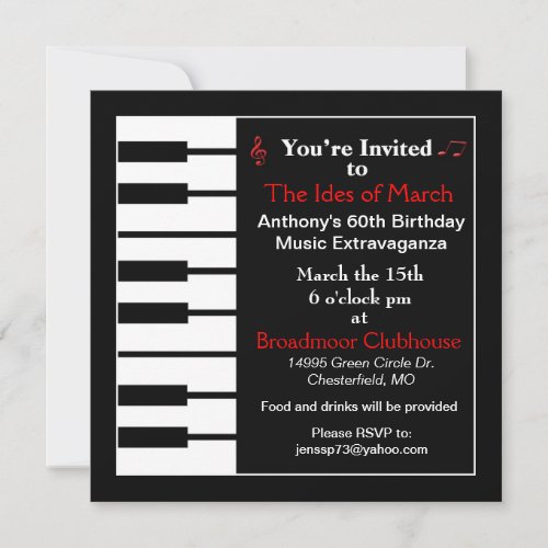 Piano note invitation card