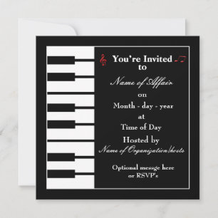 Piano note invitation card