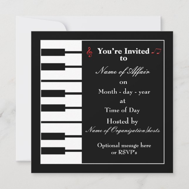 Piano note invitation card (Front)