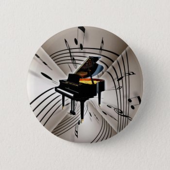 Piano Notes And Staff Button by dreamlyn at Zazzle
