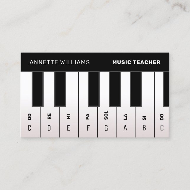 Piano notes musical  business card (Front)