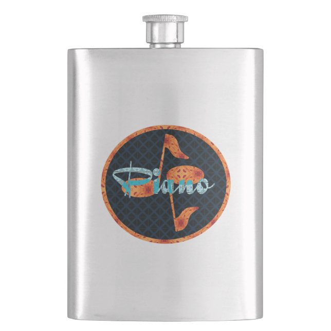 Piano Notes Pattern Circle Flask (Front)