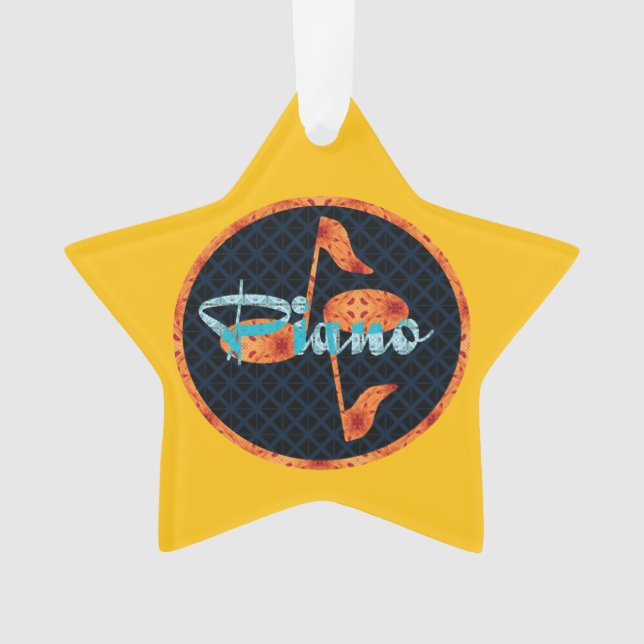Piano Notes Pattern Circle Ornament (Front)