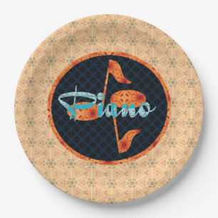 Piano Notes Pattern Circle Paper Plates