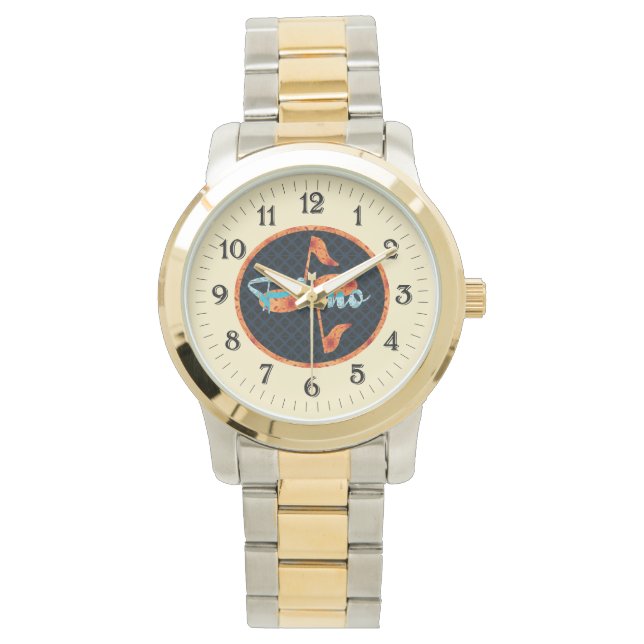 Piano Notes Pattern Circle  Watch (Front)