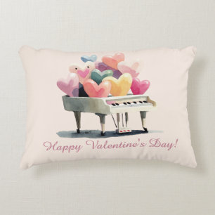 Piano of Love Hearts Valentine's Day Accent Pillow