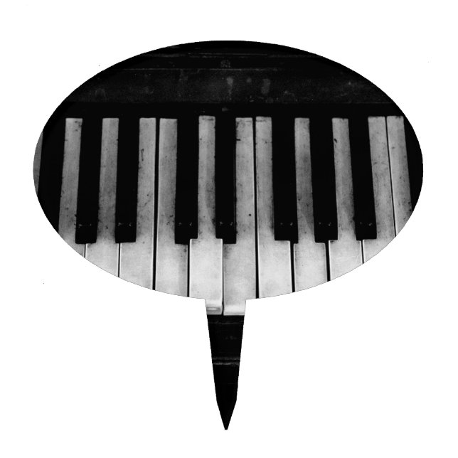 Piano Old Grand Piano Keyboard Instrument Music Cake Topper (Front)