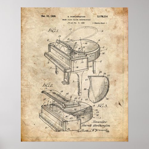 Piano Patent Poster