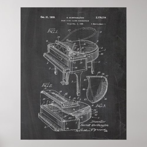 Piano Patent Poster