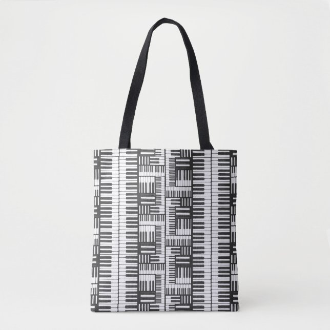 Piano Pattern Black and White Tote Bag (Front)
