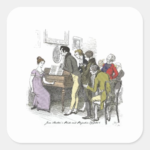 Piano Performance Jane Austen Pride and Prejudice Square Sticker