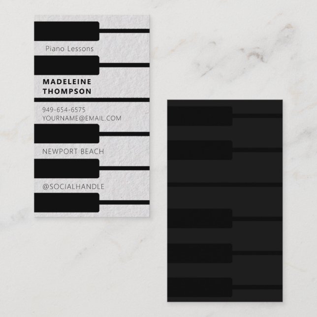 Piano Pianist Music Teacher Keys Keyboard Modern Business Card (Front/Back)