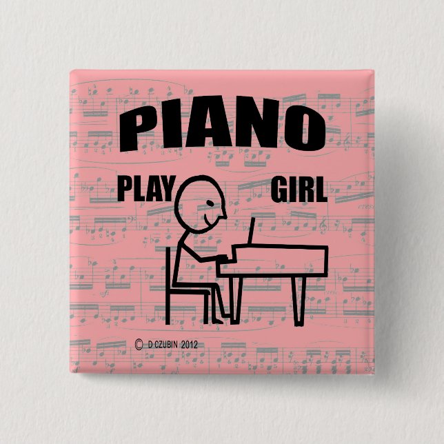 Piano Play Girl Button (Front)