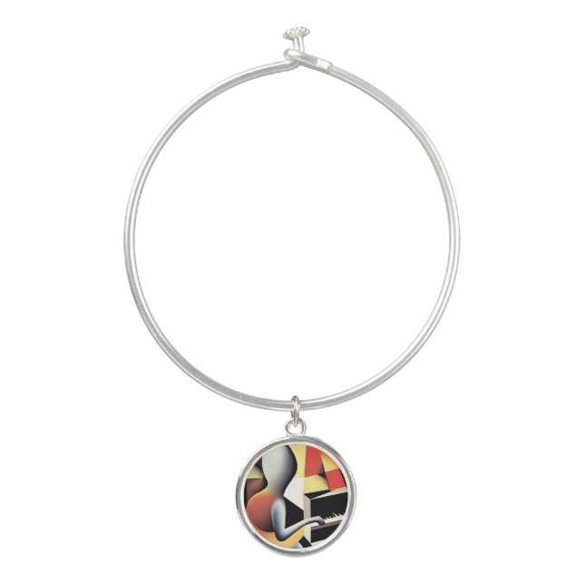 Piano Player - Airbrush Art Bangle Bracelet (Front)