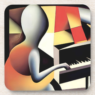 Piano Player - Airbrush Art Beverage Coaster