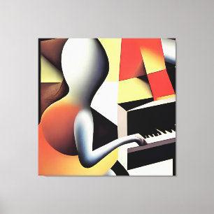 Piano Player - Airbrush Art Canvas Print