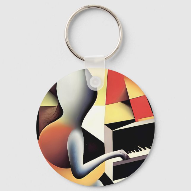 Piano Player - Airbrush Art Keychain (Front)