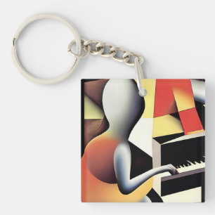 Piano Player - Airbrush Art Keychain