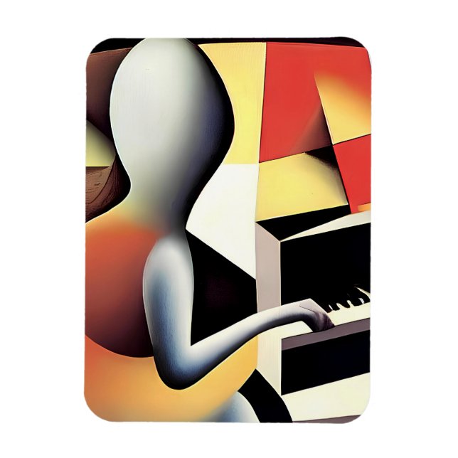 Piano Player - Airbrush Art Magnet (Vertical)