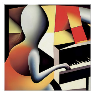 Piano Player - Airbrush Art Poster