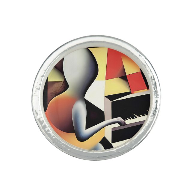 Piano Player - Airbrush Art Ring (Front)