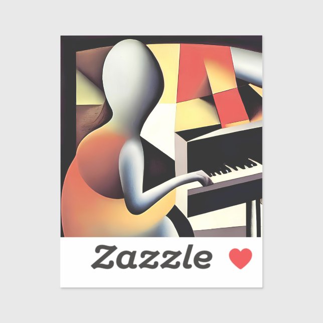 Piano Player - Airbrush Art Sticker (Sheet)