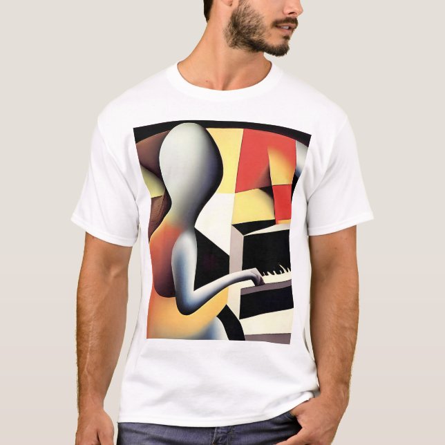Piano Player - Airbrush Art T-Shirt (Front)