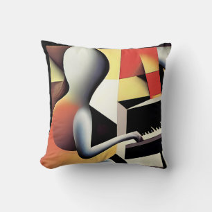 Piano Player - Airbrush Art Throw Pillow