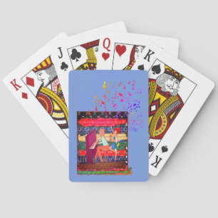 Piano Player And Music Notes Poker Cards
