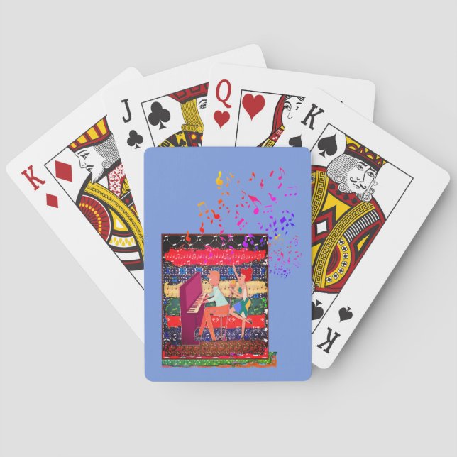 Piano Player And Music Notes Poker Cards (Back)
