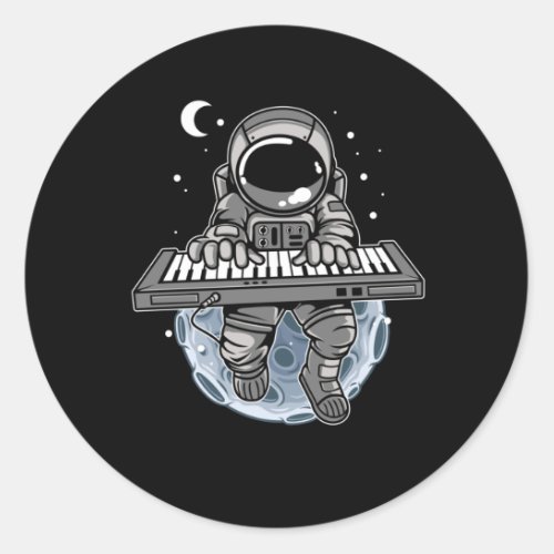 Piano Player Astronaut Music Instrument Cosmonaut Classic Round Sticker