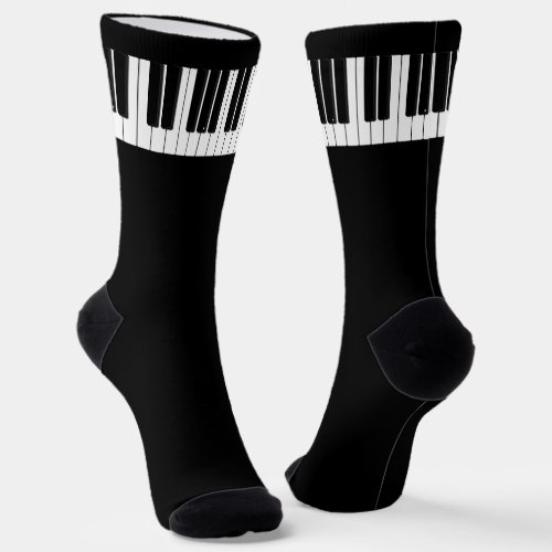 Piano Player Black and White Keyboard Socks