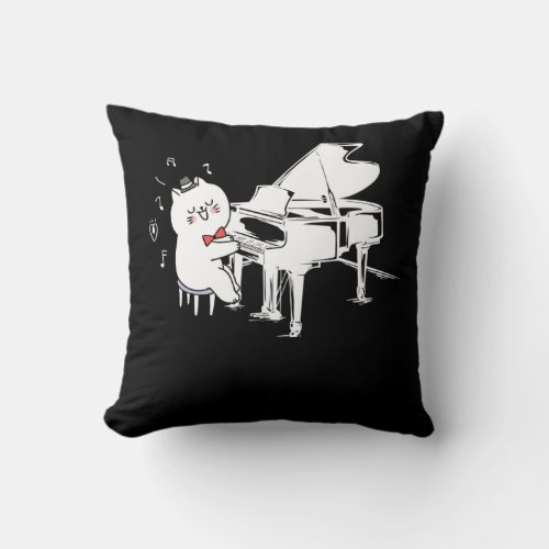 Piano Player Cat Music Teacher Pet Lover Throw Pillow