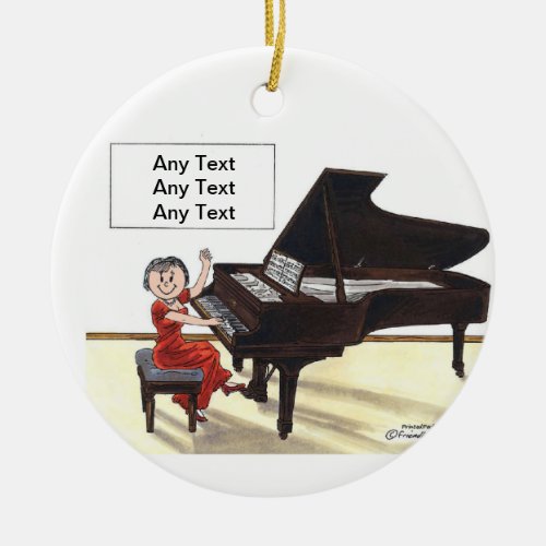 Piano Player _ Female Ceramic Ornament