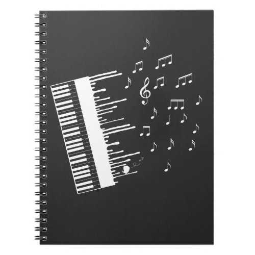 Piano Player Flying Music Notes Bird Pianist Notebook