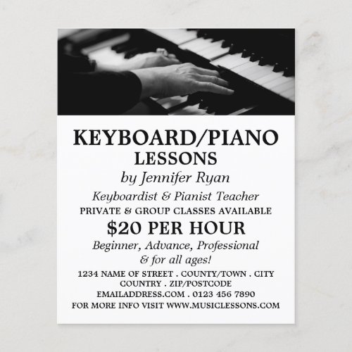 Piano Player Keyboard Piano Lessons Flyer