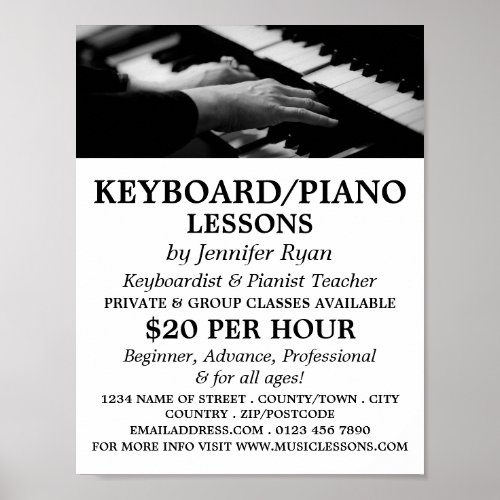 Piano Player Keyboard Piano Lessons Poster