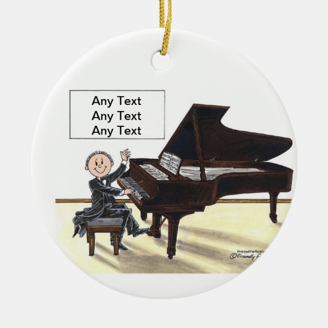 Piano Player - Male Ceramic Ornament (Front)