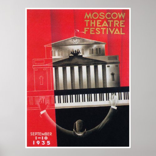 Piano Player Music Festival Art Deco Vintage Poster