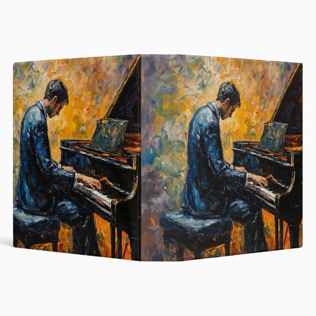 Piano Player - Oil Painting 3 Ring Binder (Background)