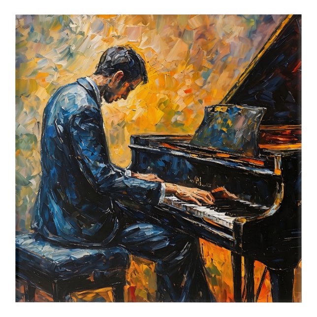 Piano Player - Oil Painting Acrylic Print (Front)
