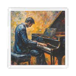 Piano Player - Oil Painting Acrylic Tray