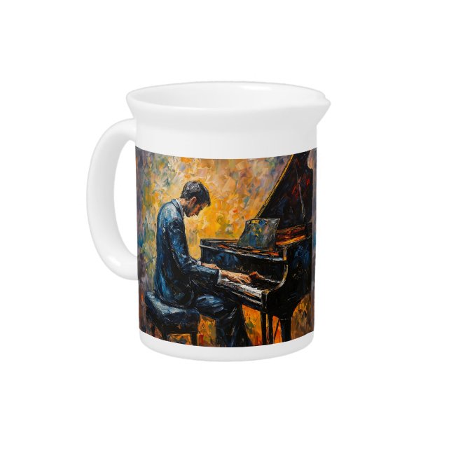 Piano Player - Oil Painting Beverage Pitcher (Left)