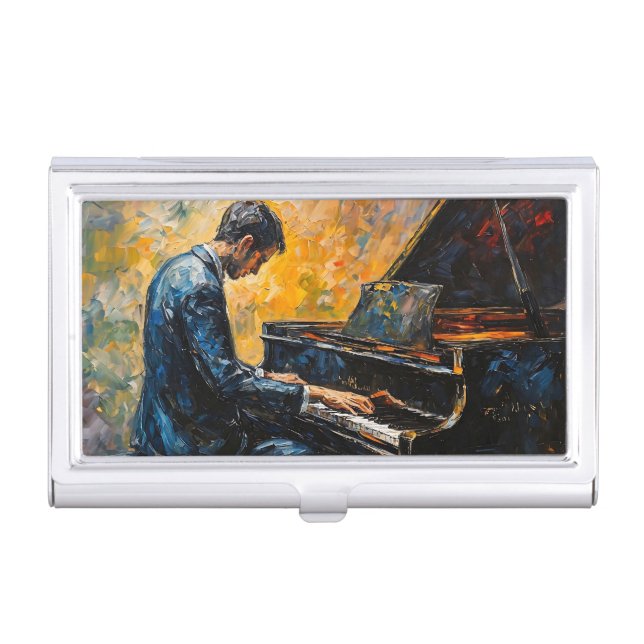 Piano Player - Oil Painting Business Card Case (Front)