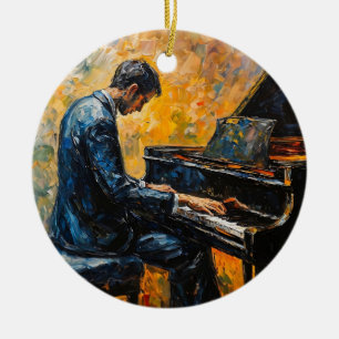 Piano Player - Oil Painting Ceramic Ornament