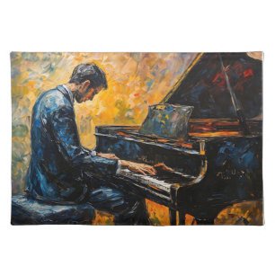Piano Player - Oil Painting Cloth Placemat