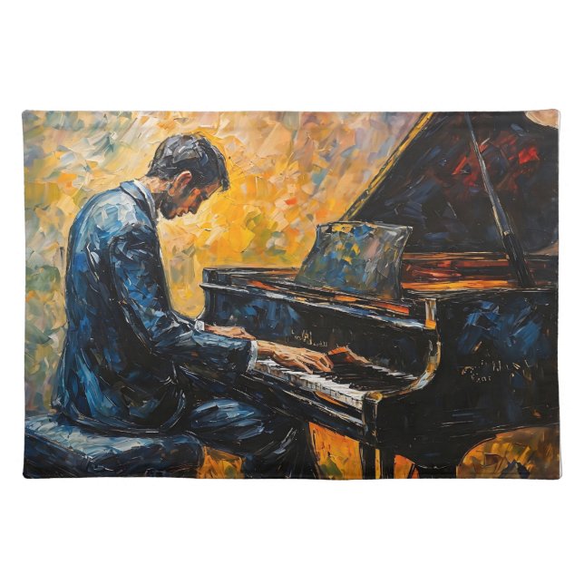 Piano Player - Oil Painting Cloth Placemat (Front)
