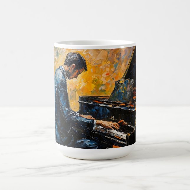 Piano Player - Oil Painting Coffee Mug (Center)